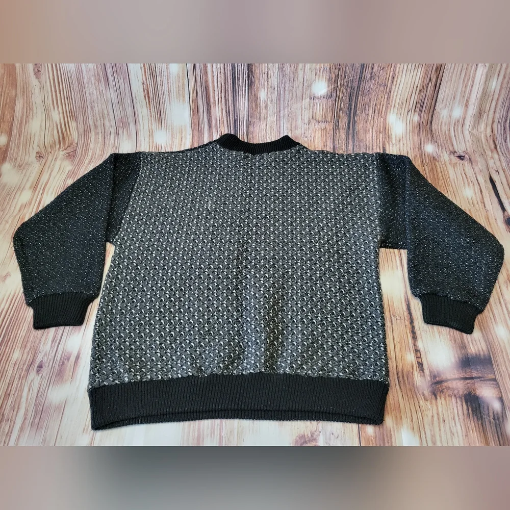 Bugatchi Black and Silver Patterned Crewneck Sweater - Picture 3 of 6
